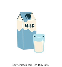 A milk carton and a glass of milk