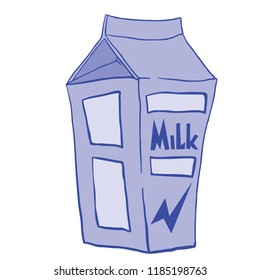 milk carton hand drawn cartoon illustration doodle isolated on white