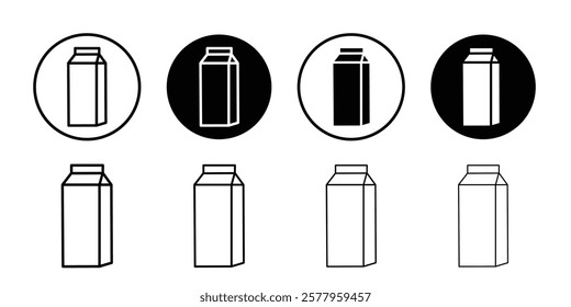 Milk carton icon black and white vector sign