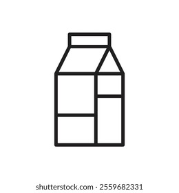 Milk carton icon Flat art in black and white isolated