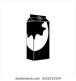 Milk Carton Icon, Milk Pack, Box Packaged Milk Vector Art Illustration