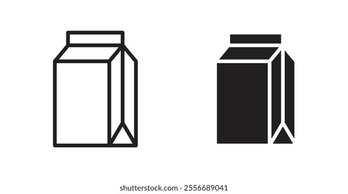 Milk carton icon set in Thin line black color.