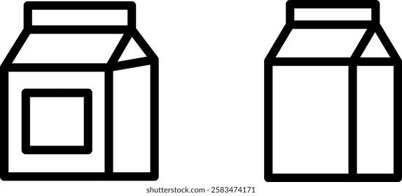 Milk Carton Icon Sign – Beverage and Packaging Vector Symbol Set