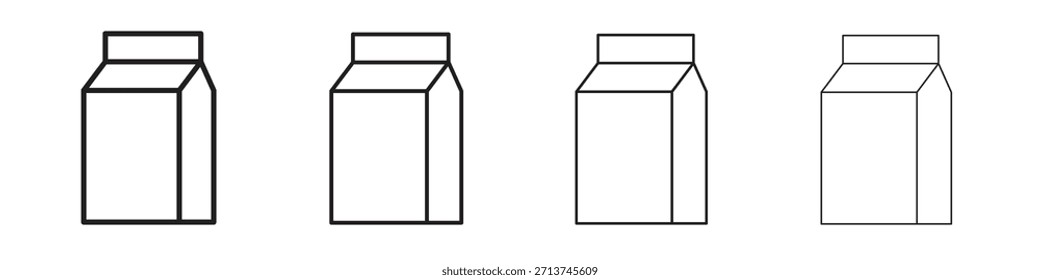 Milchkartonsymbol. Vektorisolierte Piktogramme.