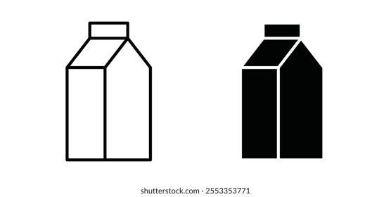 Milk carton icons in black filled and outlined style