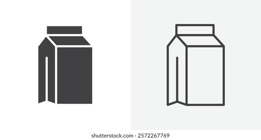 Milk carton icons. flat and line style set