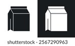 Milk carton icons in solid black and white colors