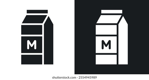 Milk carton icons in solid black and white colors