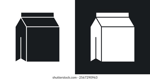 Milk carton icons in solid black and white colors