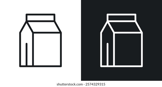 Milk carton icons in thin black and white stroke liner style