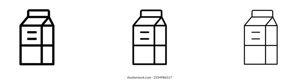 Milk carton icons in tree different stroke sizes
