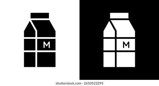 Milk carton icons vector set in solid flat style