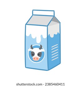 Milk carton  isolated in cartoon style.  Vector illustration milk box , farm products isolated white background.