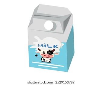 milk carton in isometric style, vector illustration with white isolated background.