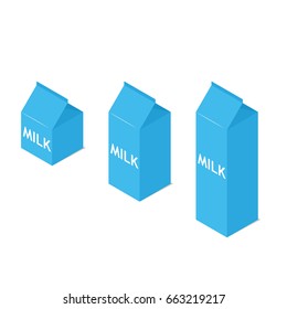 milk carton isometric. Vector illustration isolated on white background