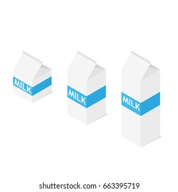 milk carton isometric. Vector illustration isolated on white background