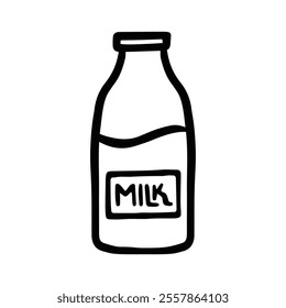 Milk Carton Jug or Bottle Jar Icon Hand Drawn - Black and White-Thick Lines