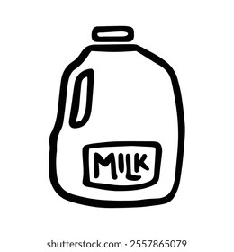 Milk Carton Jug or Bottle Jar Icon Hand Drawn - Black and White-Thick Lines