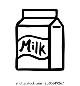 Milk Carton Jug or Bottle Jar Icon Hand Drawn - Black and White-Thick Lines