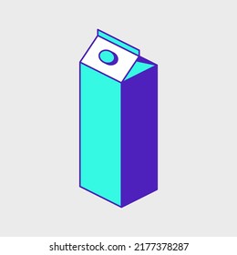 Milk carton or juice box isometric vector icon illustration