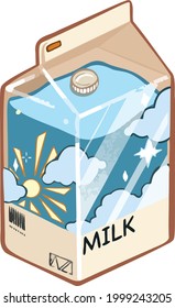 milk carton magic hand drawn illustration vector