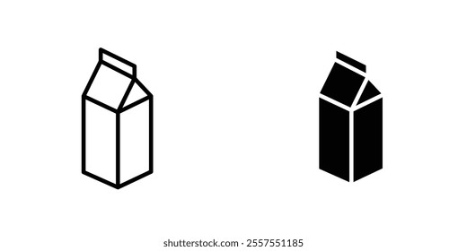 Milk carton outlined and solid icon vector collection.