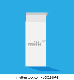 Milk in carton package. Flat design. Vector illustration.
