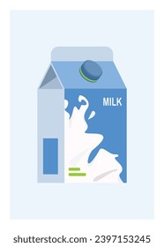 Milk in carton packaging. Simple flat illustration