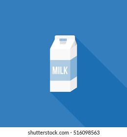 Milk carton paper packaging icon, flat design vector