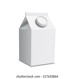Milk carton with screw cap. Vector illustration of white milk box