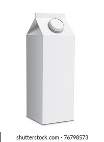 Milk carton with screw cap. Vector illustration of white milk box