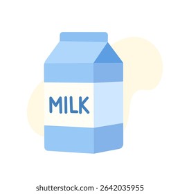 A milk carton stands upright, showcasing a light blue color scheme and a prominent label. The design is simple and modern, emphasizing freshness and purity.