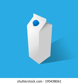 Milk Carton Template on a Blue Background. Vector Illustration.