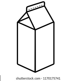 Milk carton. Vector flat outline icon illustration isolated on white background.