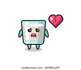 milk cartoon illustration is broken heart , cute style design for t shirt, sticker, logo element