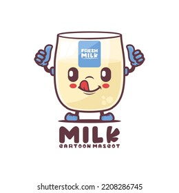 mascota de dibujos animados de leche. ilustración del vector de bebida. aislado en un fondo blanco