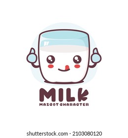 mascota de dibujos animados de leche, adecuada para, logotipos, impresiones, pegatinas, etc, aislada en un fondo blanco.