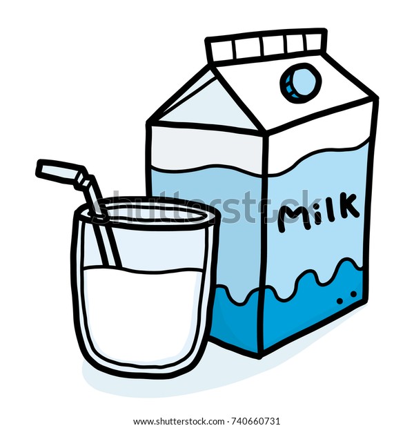 Milk Cartoon Vector Illustration Hand Drawn Stock Vector ...
