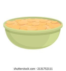 Milk cereal breakfast icon cartoon vector. Corn bowl. Muesli flakes