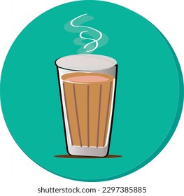 Milk Chai Illustration On blue Background. Spicy Hot Tea Design Element Vector Design stock illustration