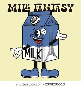 Milk Character Design With Slogan Milk fantasy