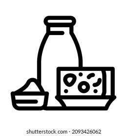 milk and cheese dairy product line icon vector. milk and cheese dairy product sign. isolated contour symbol black illustration