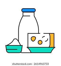 milk and cheese dairy product line icon vector. milk and cheese dairy product sign. isolated symbol illustration