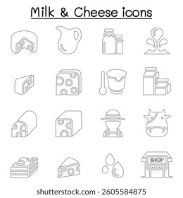 Milk and Cheese icon in thin line style