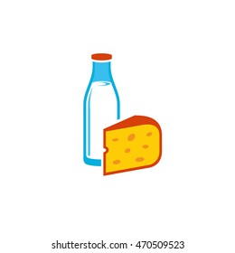 Milk and cheese isolated color icon. Dairy products illustration.