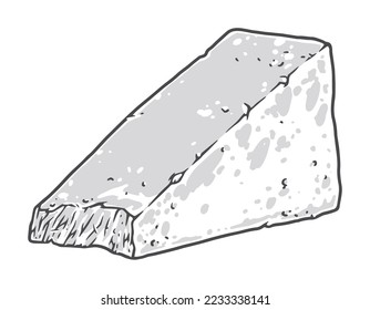 Milk cheese monochrome vintage sticker with piece of delicious dairy snack with bite mark from organic food store vector illustration