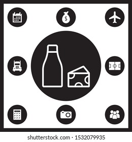 Milk and cheese outline icon for web and mobile