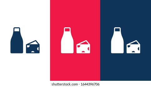 Milk and cheese outline icon for web and mobile