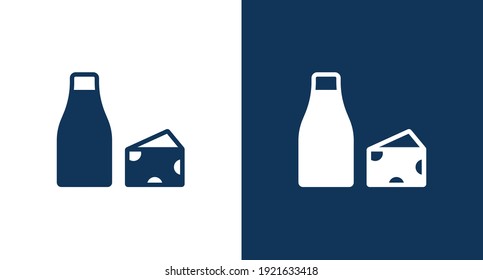 Milk and cheese outline icon for web and mobile