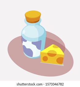 milk and cheese vector isolated design.
